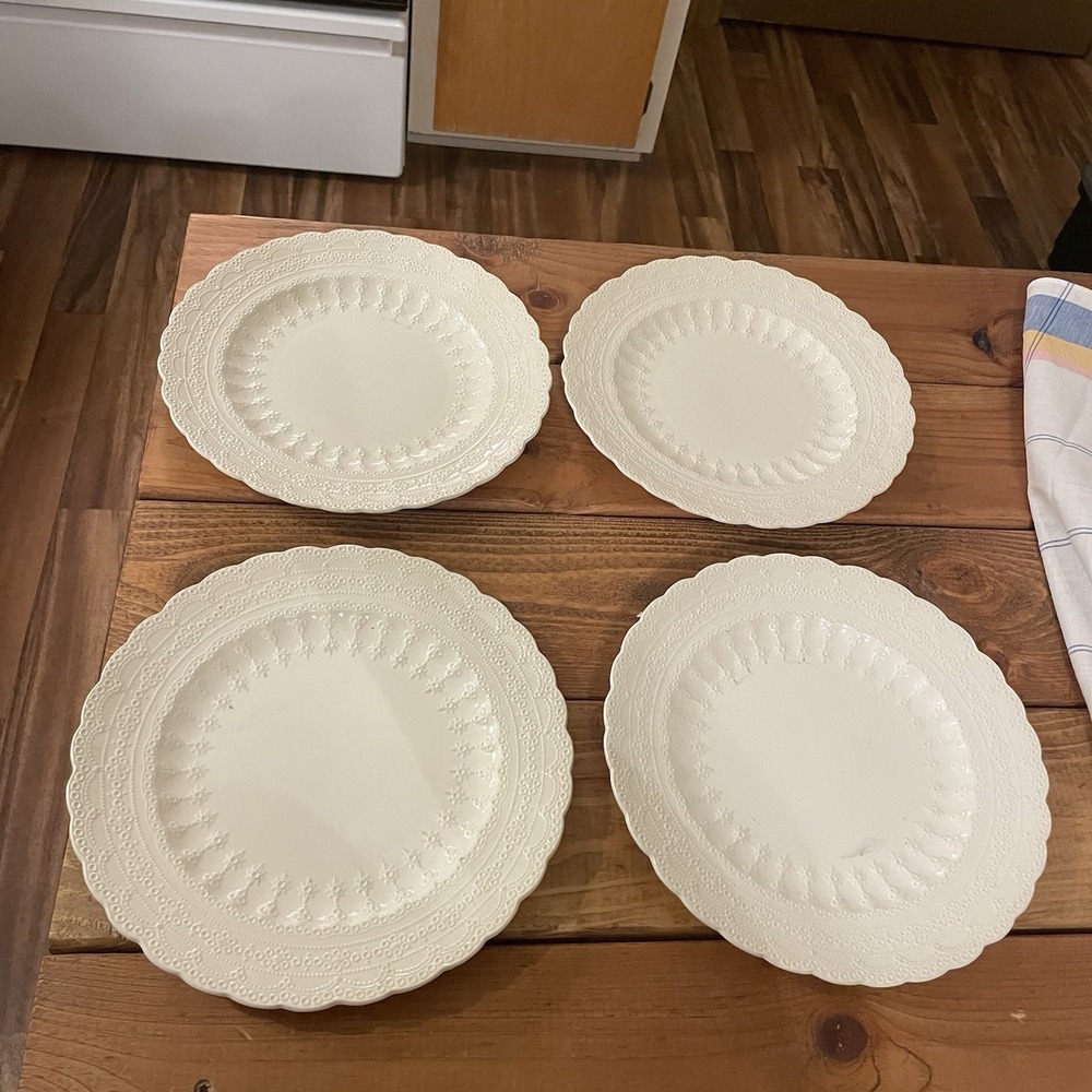 Vintage Spode Copeland Jewel Embossed 10" Dinner Plates Set of 4